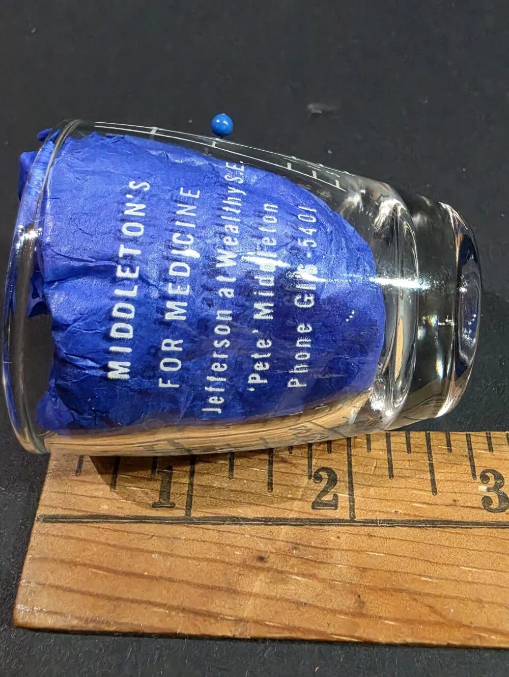 Vintage Mid Century Pharmacy Advertising Shot Glass Grand Rapids MI